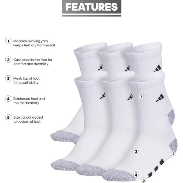 imageadidas Boys Athletic Cushioned Crew Socks 6 Pairs for Kids Boys and Girls  durable breathable fabric ready for SportWhiteGreyBlack