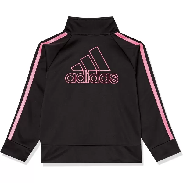 imageadidas Girls Zip Front Classic Tricot Jacket and Joggers SetBlack With Pink