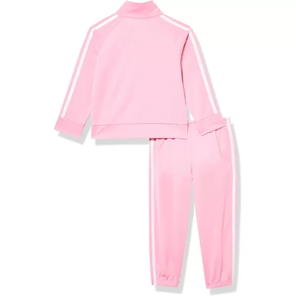 imageadidas Girls Zip Front Classic Tricot Jacket and Joggers SetLight Pink