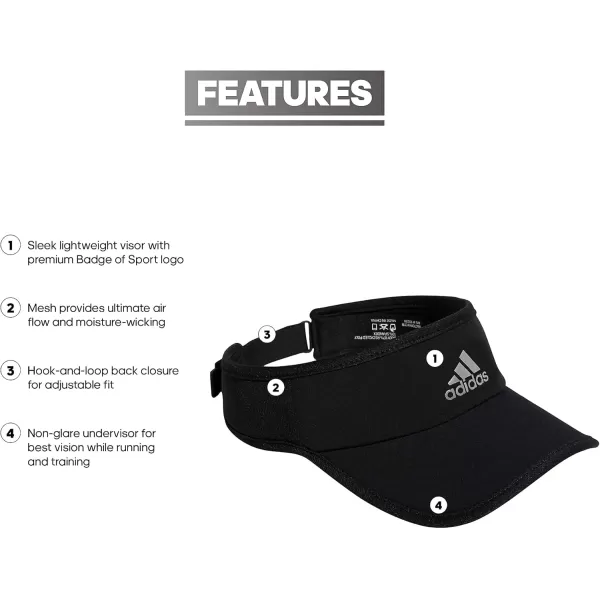 imageadidas Superlite Sport Performance Visor for sun protection and outdoor activitiesBlackSilver Reflective