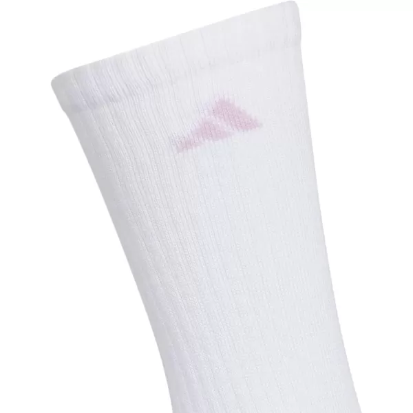 imageadidas Womens Athletic Cushioned Crew Socks 6Pair with arch compressionWhiteClear Sky BlueBliss Lilac Purple