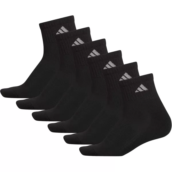 imageadidas Womens Athletic Quarter Socks 6PackBlackAluminum