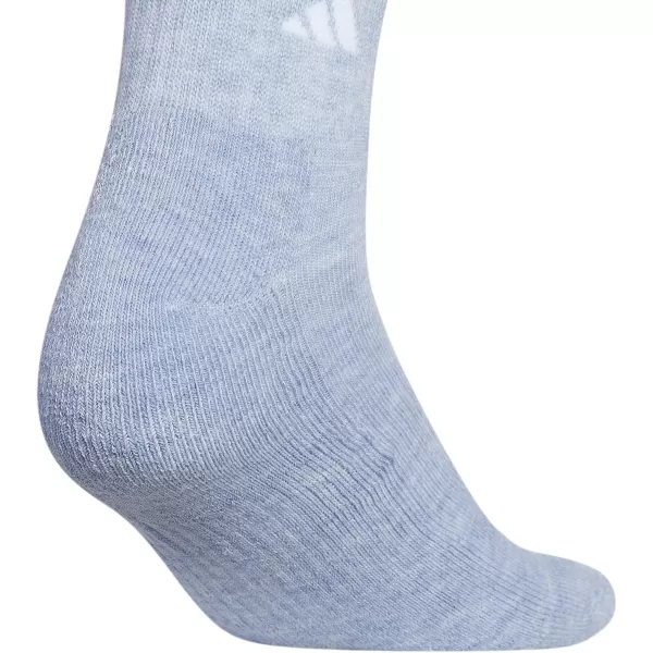 imageadidas Womens Athletic Quarter Socks 6PackHeather GreyWashed Denim Blue HeatherWhite