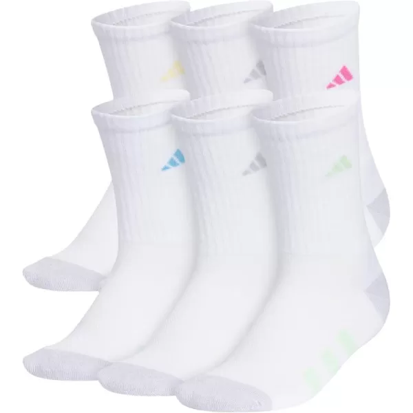 imageadidas Boys Athletic Cushioned Crew Socks 6 Pairs for Kids Boys and Girls  durable breathable fabric ready for SportWhiteWhiteclear Onix GreyPulse Magenta Pink