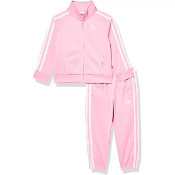 imageadidas Girls Zip Front Classic Tricot Jacket and Joggers SetLight Pink