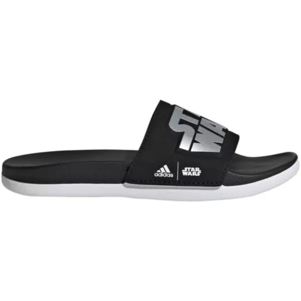 imageadidas UnisexChild Adilette Comfort Star Wars ToddlerLittle Big Kid Slide SandalBlackSilver MetallicWhite