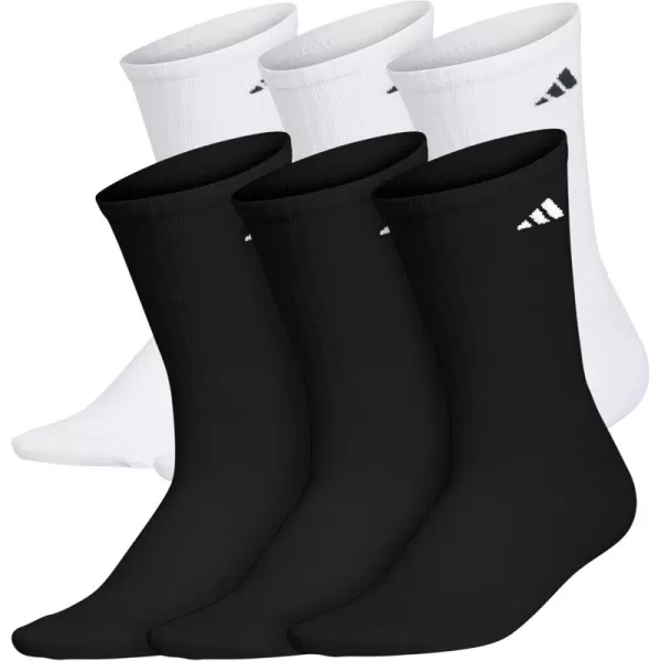 imageadidas Womens Athletic Cushioned Crew Socks 6Pair with arch compressionWhiteBlackWhite