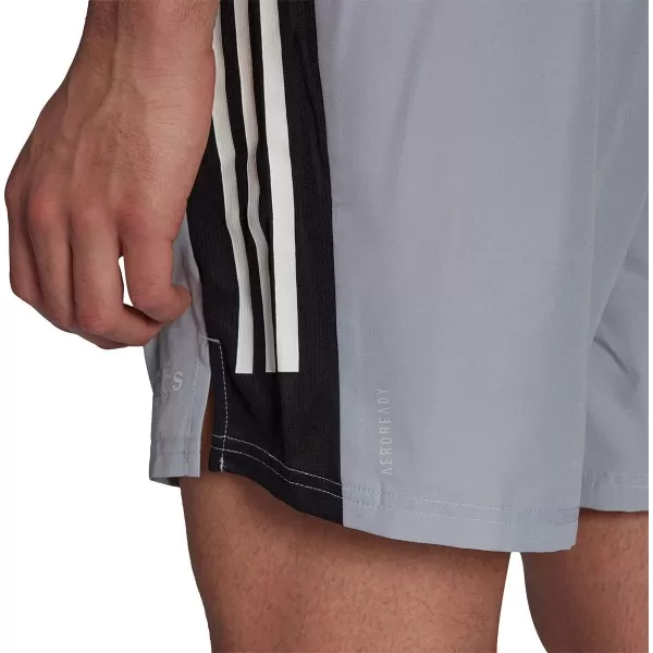 imageadidas Mens Own The Run 3Stripes ShortsHalo SilverBlack