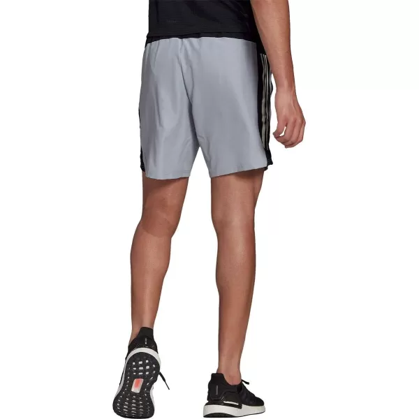 imageadidas Mens Own The Run 3Stripes ShortsHalo SilverBlack