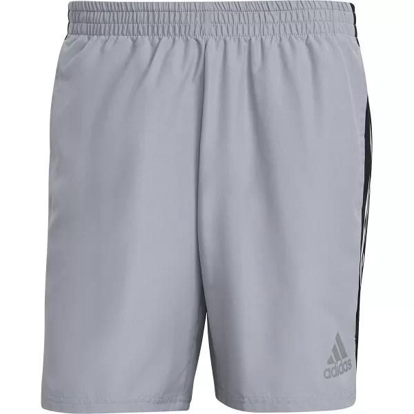 imageadidas Mens Own The Run 3Stripes ShortsHalo SilverBlack