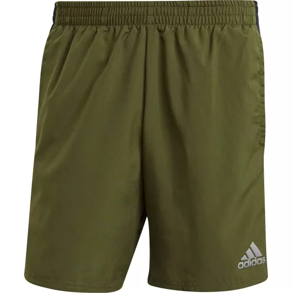 imageadidas Mens Own The Run 3Stripes ShortsWild PineBlack