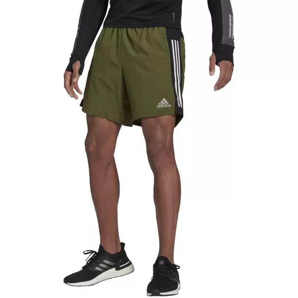 imageadidas Mens Own The Run 3Stripes ShortsWild PineBlack