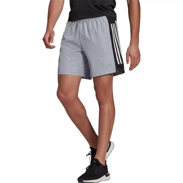 imageadidas Mens Own The Run 3Stripes ShortsHalo SilverBlack