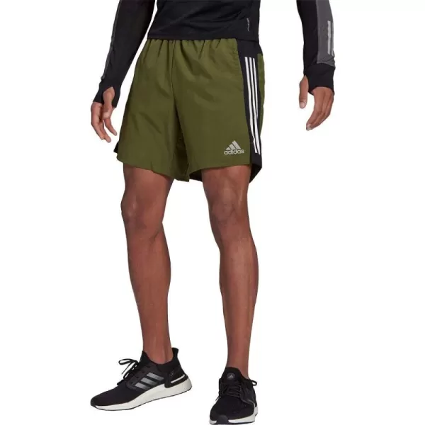 imageadidas Mens Own The Run 3Stripes ShortsWild PineBlack