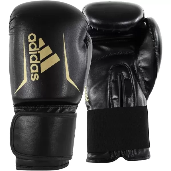 imageAdidas Speed 50 Boxing Gloves for Men Women ampamp Kids Intermediate Level PU Training Gloves Perfect for Fitness Classes Boxing Bag Workouts and SparringBLACKGOLD