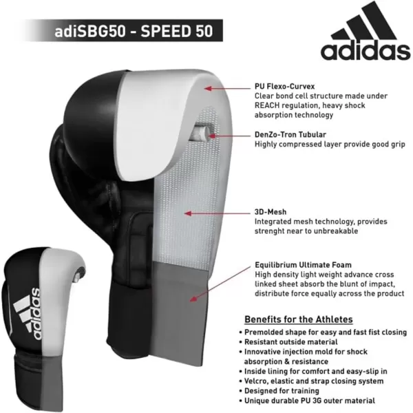 imageAdidas Speed 50 Boxing Gloves for Men Women ampamp Kids Intermediate Level PU Training Gloves Perfect for Fitness Classes Boxing Bag Workouts and SparringWhiteGold