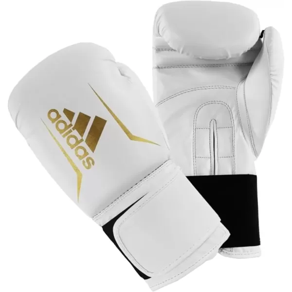 imageAdidas Speed 50 Boxing Gloves for Men Women ampamp Kids Intermediate Level PU Training Gloves Perfect for Fitness Classes Boxing Bag Workouts and SparringWhiteGold