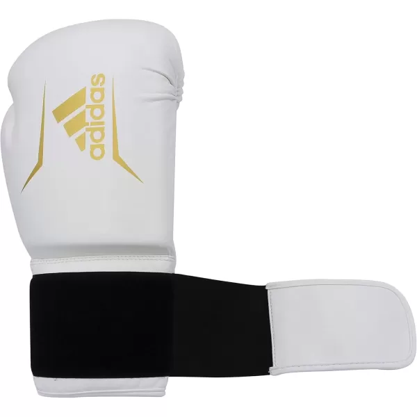 imageAdidas Speed 50 Boxing Gloves for Men Women ampamp Kids Intermediate Level PU Training Gloves Perfect for Fitness Classes Boxing Bag Workouts and SparringWhiteGold