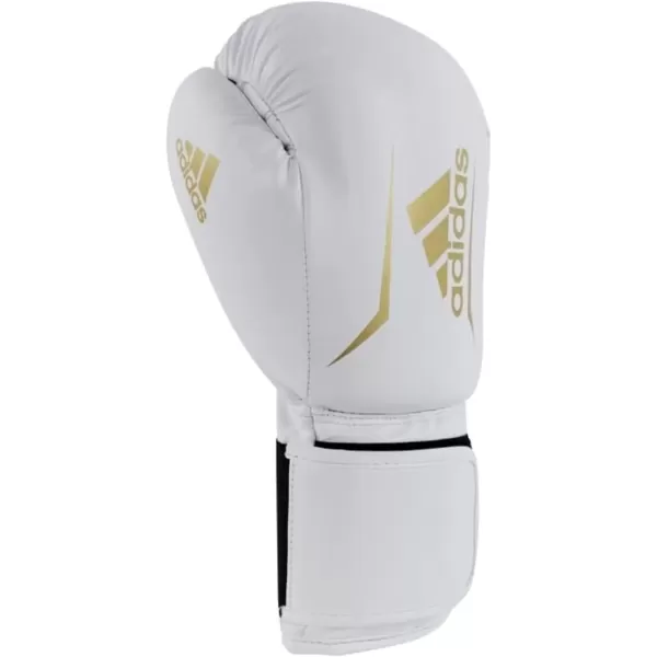 imageAdidas Speed 50 Boxing Gloves for Men Women ampamp Kids Intermediate Level PU Training Gloves Perfect for Fitness Classes Boxing Bag Workouts and SparringWhiteGold