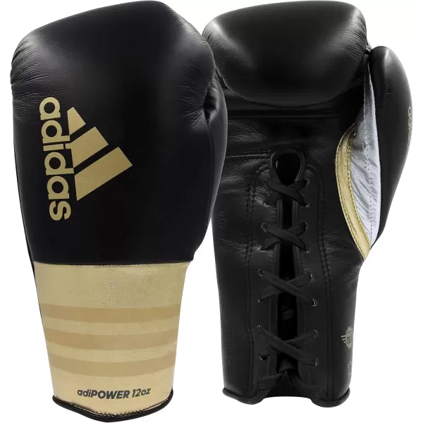 imageadidas AdiPower Hybrid 500 Pro Boxing and Kickboxing GlovesBLACKGOLD