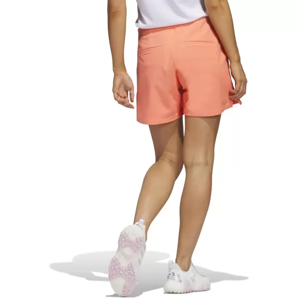 imageadidas Womens Pintuck Five quot PullOn Golf ShortCoral Fusion