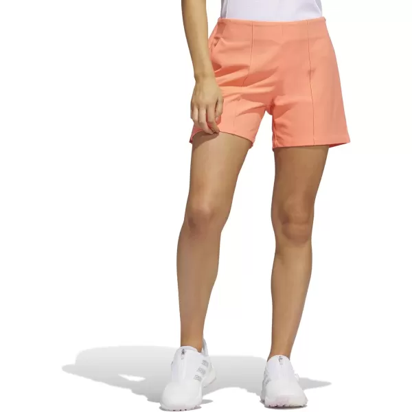 imageadidas Womens Pintuck Five quot PullOn Golf ShortCoral Fusion