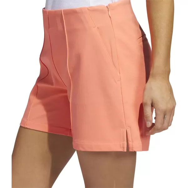 imageadidas Womens Pintuck Five quot PullOn Golf ShortCoral Fusion