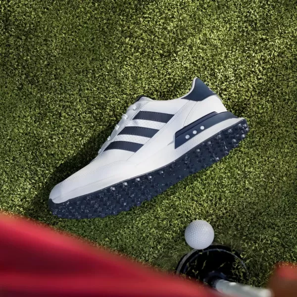 imageAdidas Mens S2g Spikeless Leather 24 Golf ShoesFootwear WhiteCollegiate NavySilver Metallic