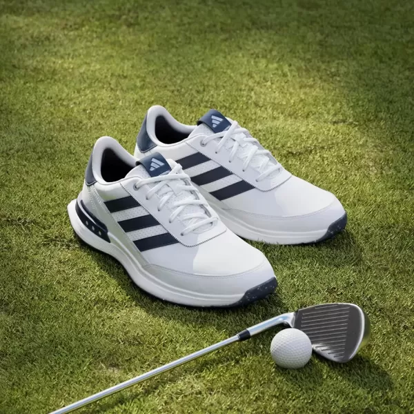 imageAdidas Mens S2g Spikeless Leather 24 Golf ShoesFootwear WhiteCollegiate NavySilver Metallic