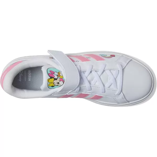 imageadidas Kids Grand Court SneakerFtwr WhiteBliss PinkGrey Two Minnie Mouse Elastic