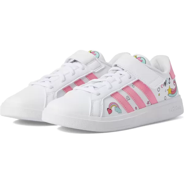 imageadidas Kids Grand Court SneakerFtwr WhiteBliss PinkGrey Two Minnie Mouse Elastic