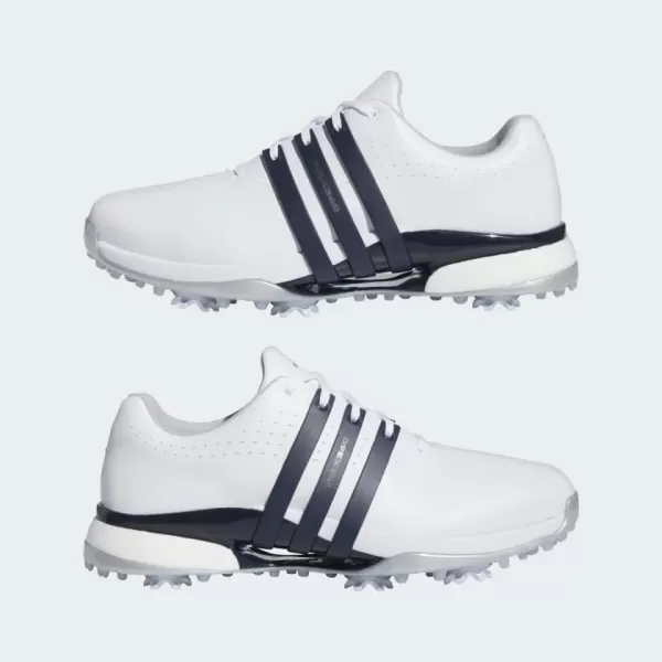 imageadidas Mens Tour360 24 Boa Golf ShoeFootwear WhiteCollegiate NavySilver Metallic