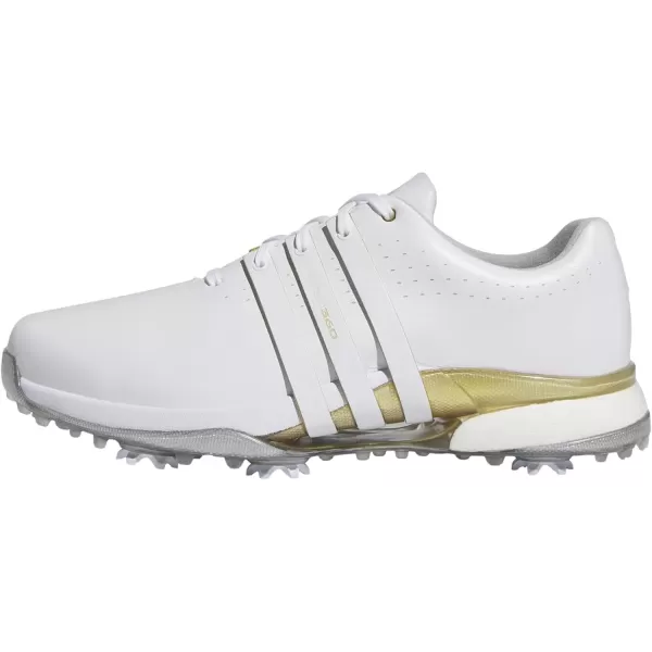 imageadidas Mens Tour360 24 Boa Golf ShoeFootwear WhiteGold MetallicSilver Metallic