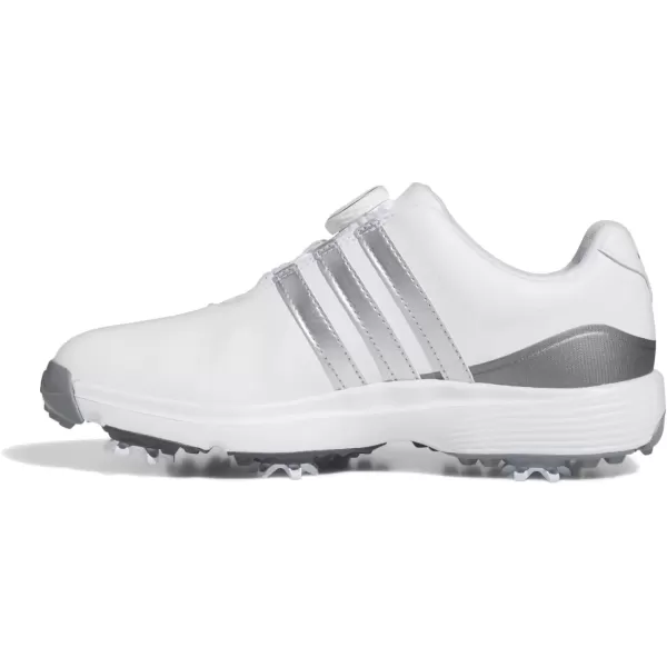 imageadidas UnisexChild Tour360 24 Boa Golf ShoesFootwear WhiteSilver MetallicIron Metallic