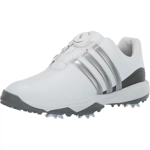 imageadidas UnisexChild Tour360 24 Boa Golf ShoesFootwear WhiteSilver MetallicIron Metallic