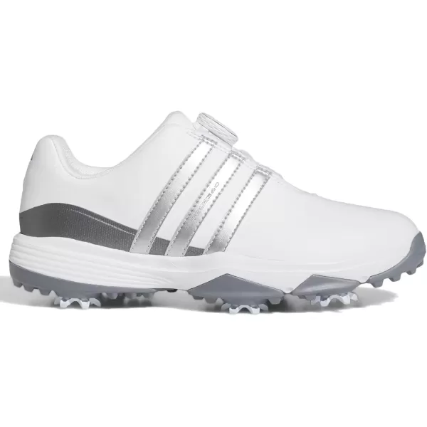 imageadidas UnisexChild Tour360 24 Boa Golf ShoesFootwear WhiteSilver MetallicIron Metallic