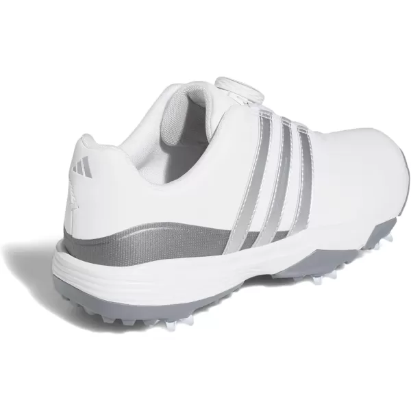 imageadidas UnisexChild Tour360 24 Boa Golf ShoesFootwear WhiteSilver MetallicIron Metallic