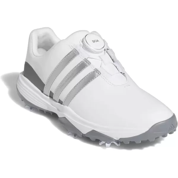 imageadidas UnisexChild Tour360 24 Boa Golf ShoesFootwear WhiteSilver MetallicIron Metallic