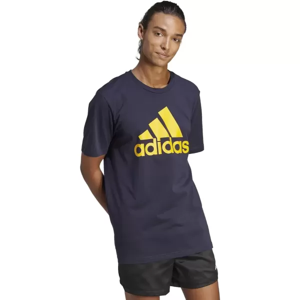 imageadidas Mens Essentials Single Jersey Big Logo TShirtInkBold Gold