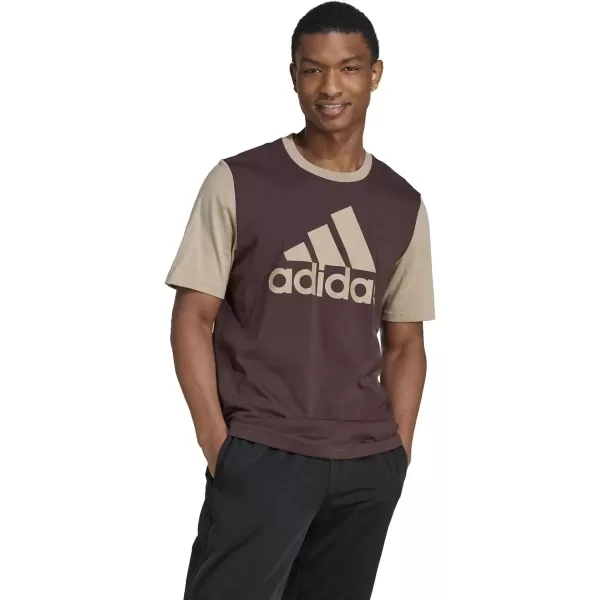 imageadidas Mens Essentials Single Jersey Big Logo TShirtShadow BrownBlanch Cargo