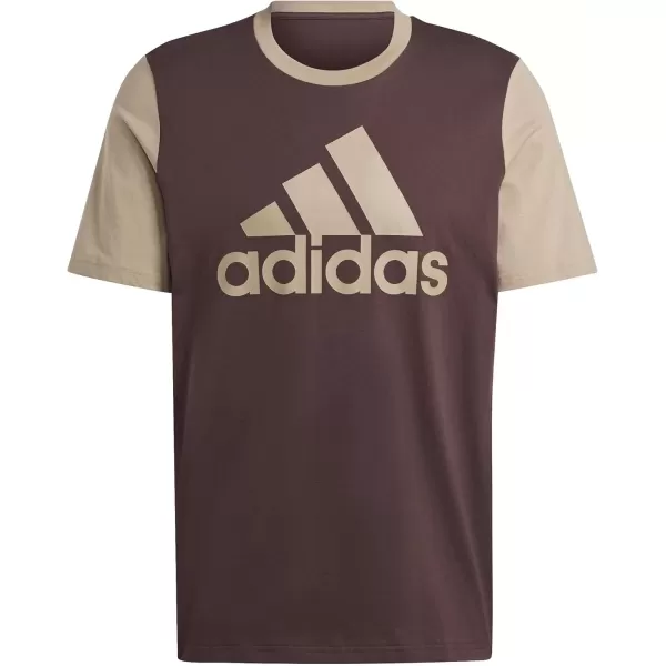 imageadidas Mens Essentials Single Jersey Big Logo TShirtShadow BrownBlanch Cargo