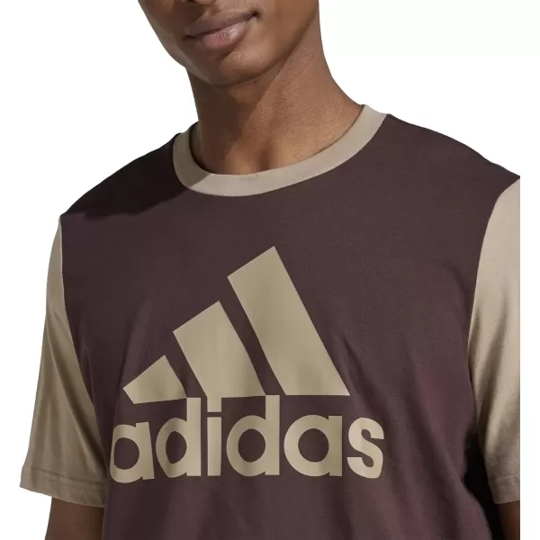 imageadidas Mens Essentials Single Jersey Big Logo TShirtShadow BrownBlanch Cargo