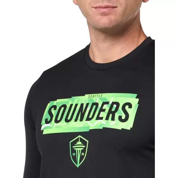 imageadidas Mens Seattle Sounders Fc Long Sleeve PreGame TShirtBlackSeattle Sounders