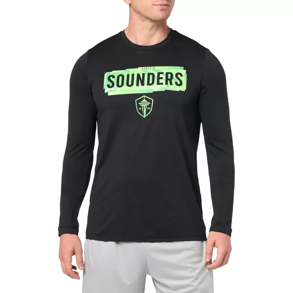 imageadidas Mens Seattle Sounders Fc Long Sleeve PreGame TShirtBlackSeattle Sounders