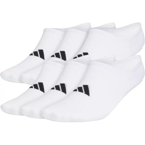 imageadidas Mens Superlite 30 Super No Show Socks 6Pair Ultra LowProfile Arch Compression for Secure FitWhiteBlack