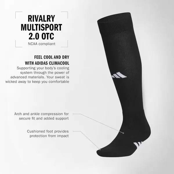 imageadidas Rivalry Field Multi Sport Over The Calf OTC Socks 2PairBlackWhite2