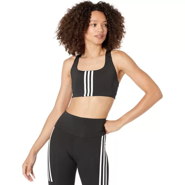 imageadidas Womens Training Medium Support Better 3Stripes BraBlack