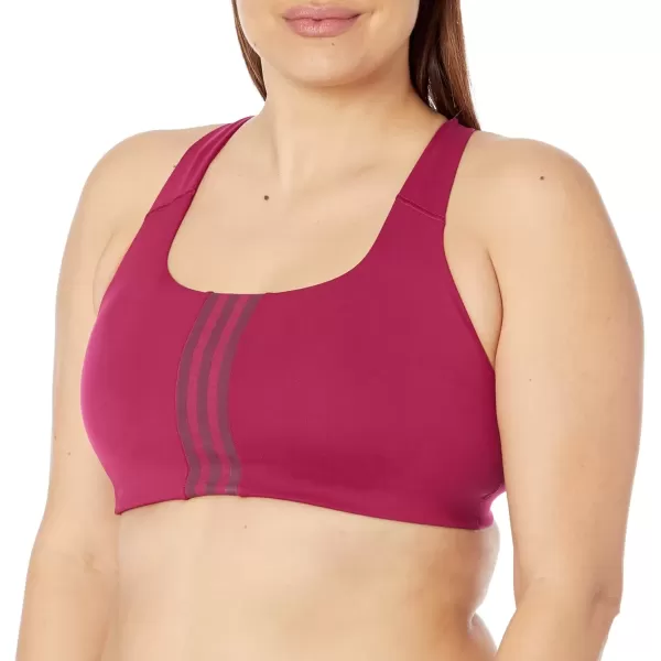 imageadidas Womens Training Medium Support Better 3Stripes BraLegacy Burgundy