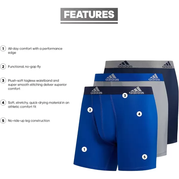 imageadidas Microfiber Boxer Brief Underwear performance athletic fitOnix GreyBlackCollegiate Royal Blue