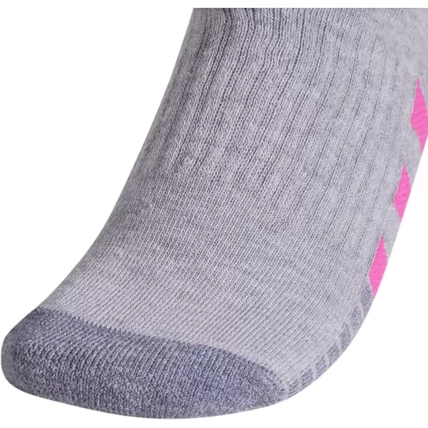 imageadidas Womens Cushioned Crew Socks with Arch Compression 3 PairsCool Light HeatherLucid Fuchsia PinkBlue Fusion